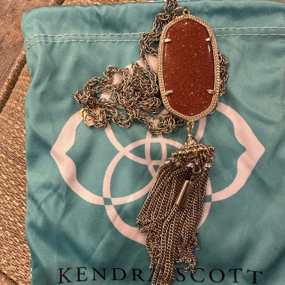 Kendra Scott Rayne Long Necklace in Burnt Orange Sparkle